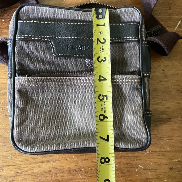PICARD Crossbody Bag Canvas Buffalo Leather Shoulder Purse Adjustable Strap - Picture 8 of 9